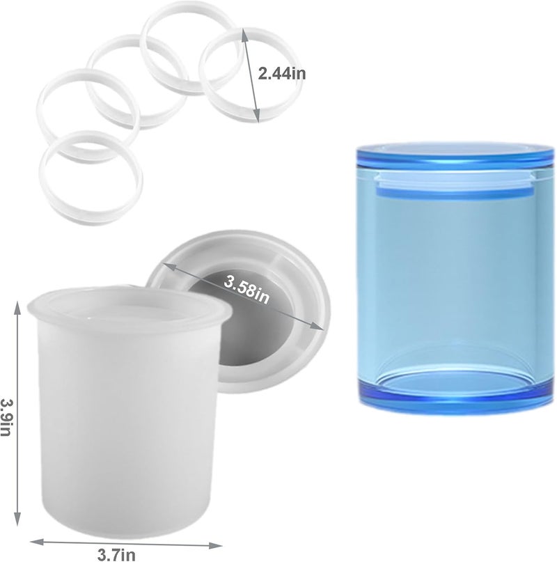 LSLEVA Storage Boxes with Lids, Creative Silicone Molds Set, Concrete Round Stripe Moulds for Storage and Candle Holders (J) - Image 2